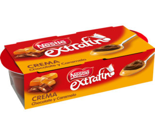 Crema Nestlé extrafino chocolate y caramelo pack 2×70 g.