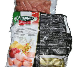 Salchichas coc. pollo/pavo cocktail Amadori, pqte 1 Kg. Salchichas coc. pollo/pavo cocktail Amadori, pqte 1 Kg.