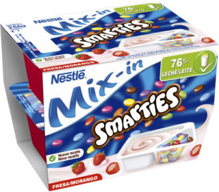 Yogur smarties fresa pack 2×128 g.