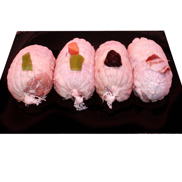 Muslos de pollo rellenos bacon/queso, Kg.