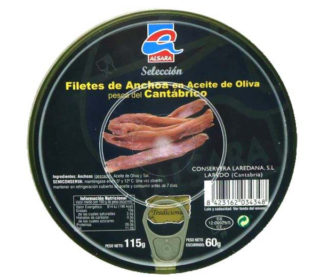 Anchoas a/oliva Cantábrico Alsara lata 60 g.
