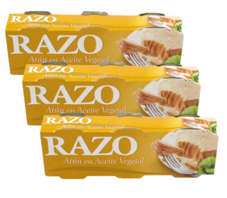 Atún en aceite vegetal Razo pack 3×52 g.
