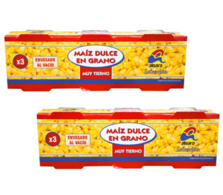Maíz dulce Alsara pack 3×70 g. Maíz dulce Alsara pack 3×70 g.
