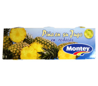Piña en su jugo Montey pack 3×140 g.