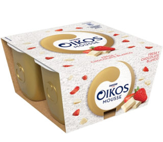 Oikos mousse fresa y chocolate blanco pack-4×55 g. Oikos mousse fresa y chocolate blanco pack-4×55 g.