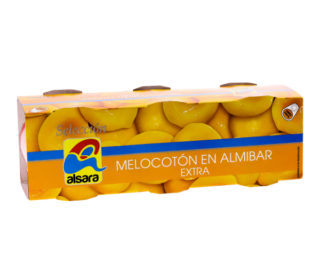 Melocotón en almibar Alsara pack-3×115 g.