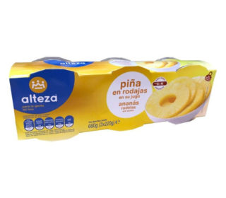 Piña en su jugo Alteza pack-3×140 g.