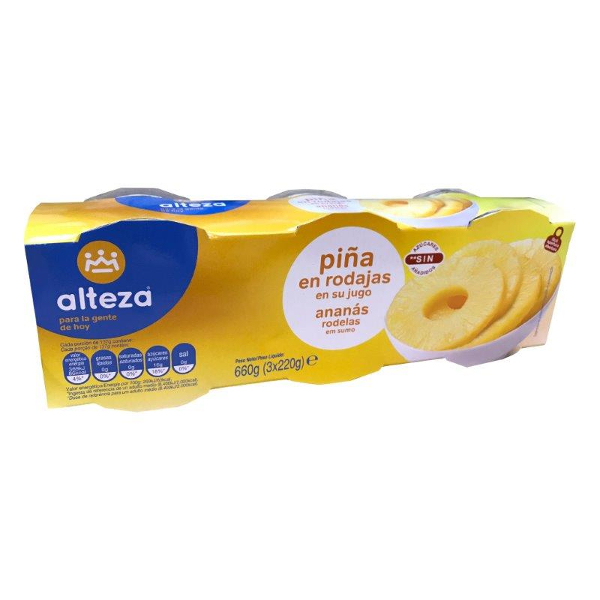 Piña en su jugo Alteza pack-3x140 g.