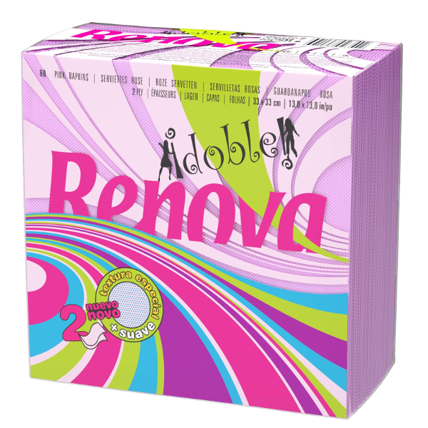 Servilletas Renova rosa paquete doble 60 un.