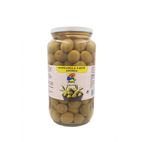 Aceitunas Alsara sabor anchoa frasco 550 g