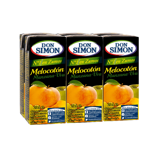 Zumo Don Simón pack-6×200 ml (Piña, melocotón o manzana)