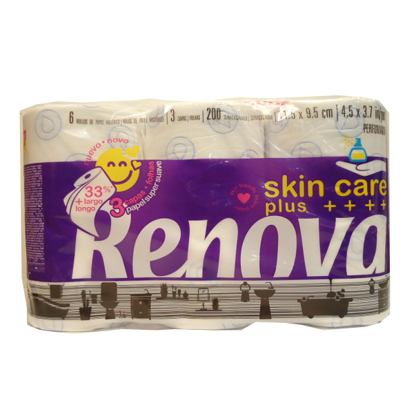 Papel higiénico Renova Skin Care perfumado 3c 6 rollos
