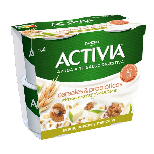 Activia avena/nueces/manzana pack-4x115g