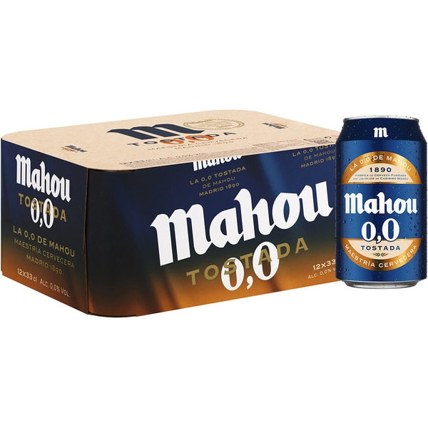 Cerveza 0,0% alcohol Mahou tostada pack-12x33cl Cerveza 0,0% alcohol Mahou tostada pack-12x33cl