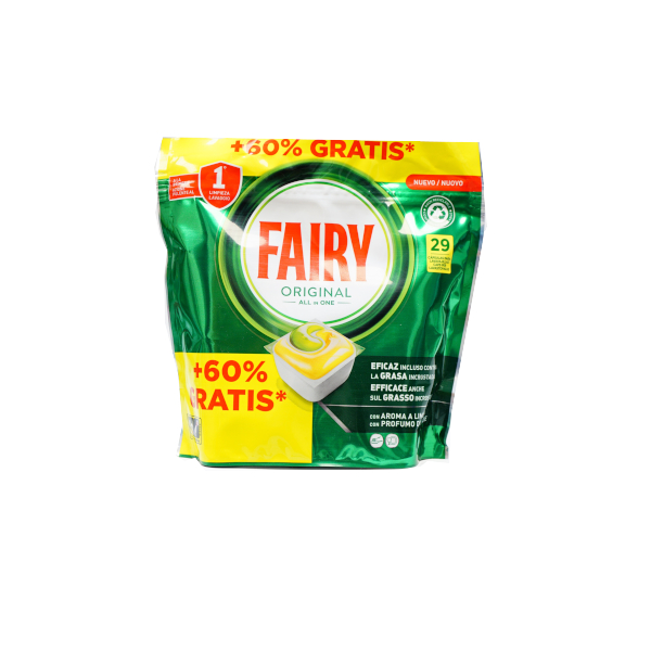 Cápsulas lavavajillas Fairy original 18 +11 dosis